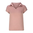 thumbnail image 5 of Homenesgenics Womens Tops Plus Size Women's Casual Solid Color Short Sleeve V-Neck Top / Blouse Pink XXXL, 5 of 6