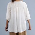 thumbnail image 3 of ZZwxWA Women's Cotton Linen Embroidery Tunic 3/4 Lantern Sleeve Blouses Casual Shirt Tops, 3 of 4