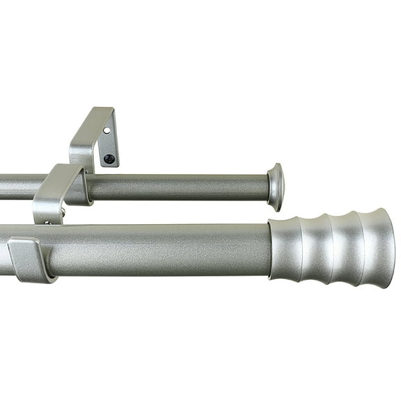MERIVILLE 1-Inch Diameter Oakley Telescoping Double Window Treatment Curtain Rod, 48-Inch to 84-Inch, Pewter