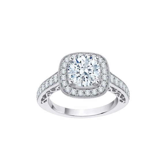 KATARINA Diamond Halo Engagement Ring in 14K White Gold (2 cttw, I-J, I1-I2) (Size-7)