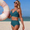 thumbnail image 6 of QURATI Swimwear Womens High Waisted Bikini Sets Swimsuits Crisscross Tie Back Bathing Suit Navy L, 6 of 7