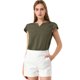 thumbnail image 1 of Camiseta Manga Tulipán Allegra K Cuello En V Básico Mujer Verde Oliva S, 1 of 6