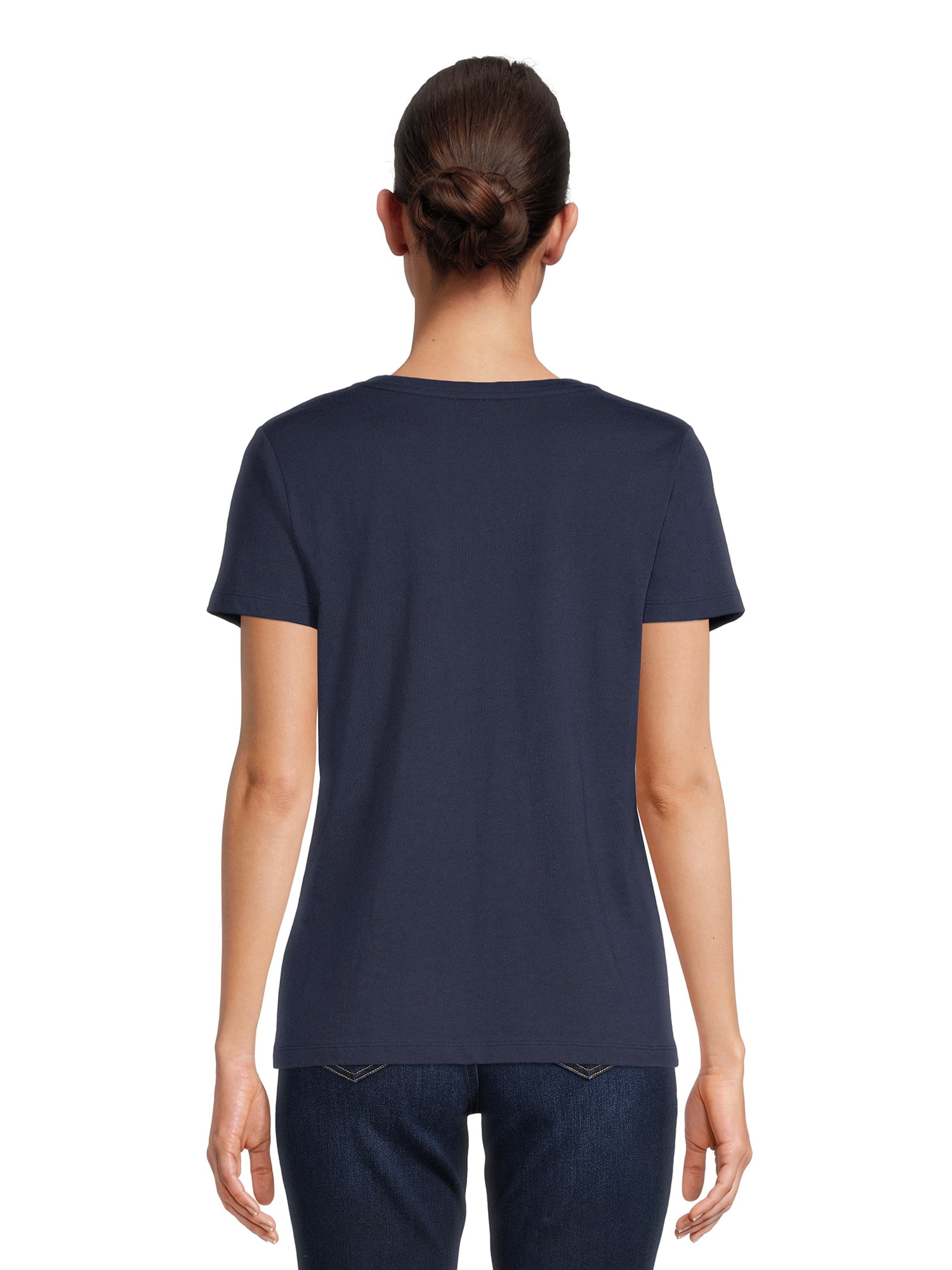 Time and Tru Women's Cotton V-Neck T-Shirt