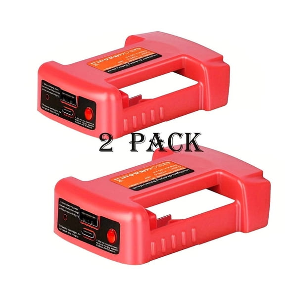 2 PCS Battery Adapter Compatible With MIL 18v Battery Adaptor With USB Charger & Type-C PD Power Source Charger For MIL 18V MAX Lithium Battery