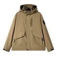 thumbnail image 1 of WRKEKC Men's Slim Fit Hooded Jacket with Adjustable Drawstring and Contrast Stitching, Urban Utility Coat for Modern Commute Yellow 4XL, 1 of 4