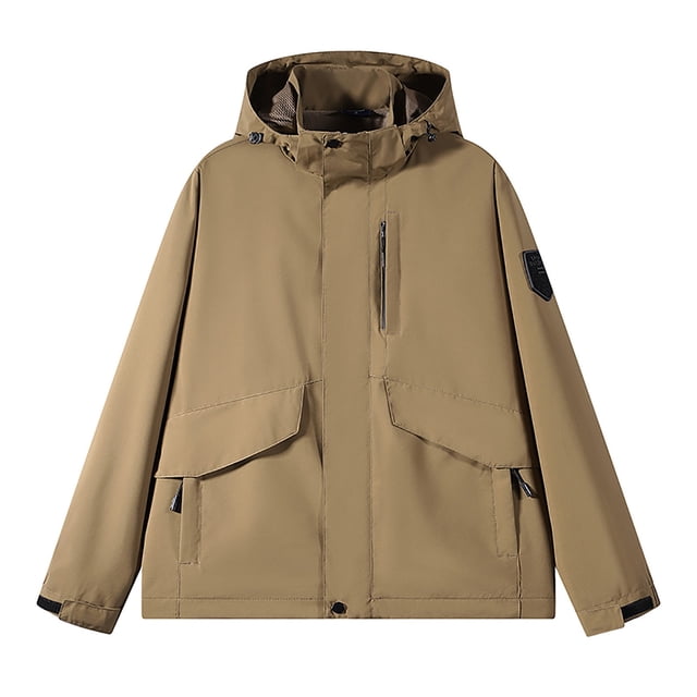WRKEKC Men's Slim Fit Hooded Jacket with Adjustable Drawstring and Contrast Stitching, Urban Utility Coat for Modern Commute Yellow 4XL
