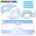 thumbnail image 2 of Uxcell Geometry Set, 2 Pack 8 Inch Aluminum Ruler & 4 Triangles, Metal Protractor Ruler Math Drafting Measuring Tool, Gradient Blue, 2 of 7