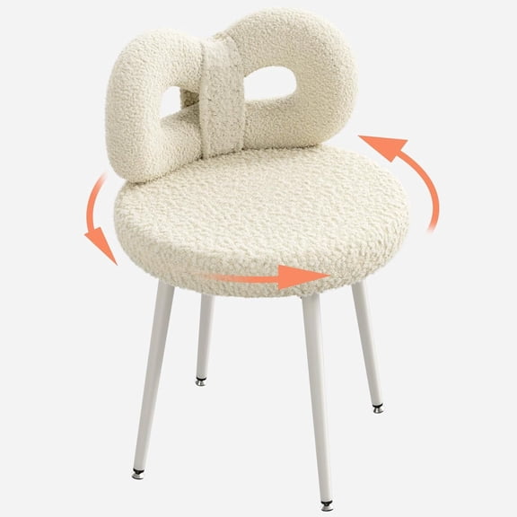 Vanity Chair with Back, Small Swivel Chair Comfy Cute Bedroom Chair for Girls