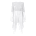 thumbnail image 5 of iiniim Liturgical Dancewear for Women Flared Sleeve Sequin Praise Dance Tunic with Wide Leg Pants White M, 5 of 7