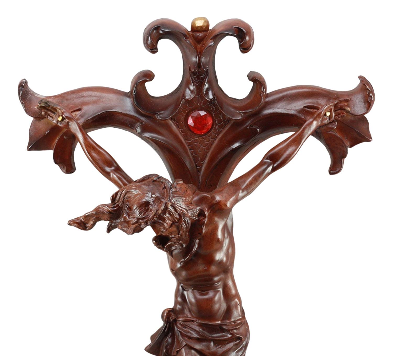 Ebros Faux Mahogany Wood Finish Large Jesus Christ Crucifix Stand Statue 23" Tall - image 5 of 5