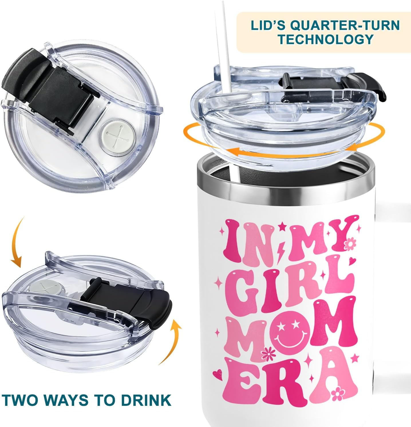 Girl Mom Gifts - Gifts for Mom Girl Birthday, Mother Day, Christmas - Girls Moms Era Tumbler 40oz With Handle & Straw