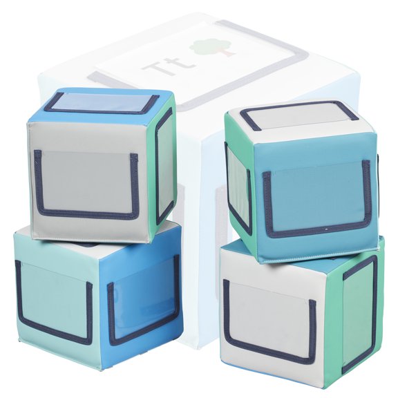 ECR4Kids SoftZone Picture Me Building Block Playset, Stacking Cubes, Contemporary, 4-Pack