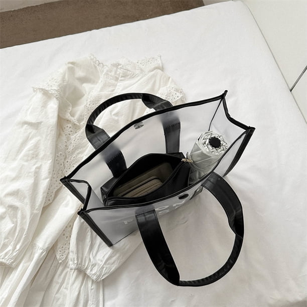Bolsa de hombro para mujer Bolsas de viaje transparentes de PVC de moda con billetera (negro) Ndcxsfigh Para Estrenar