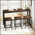 thumbnail image 2 of Modern Design Kitchen Dining Table,Pub Table,Long Dining Table Set with 3 Stools,Dark Brown, 2 of 11