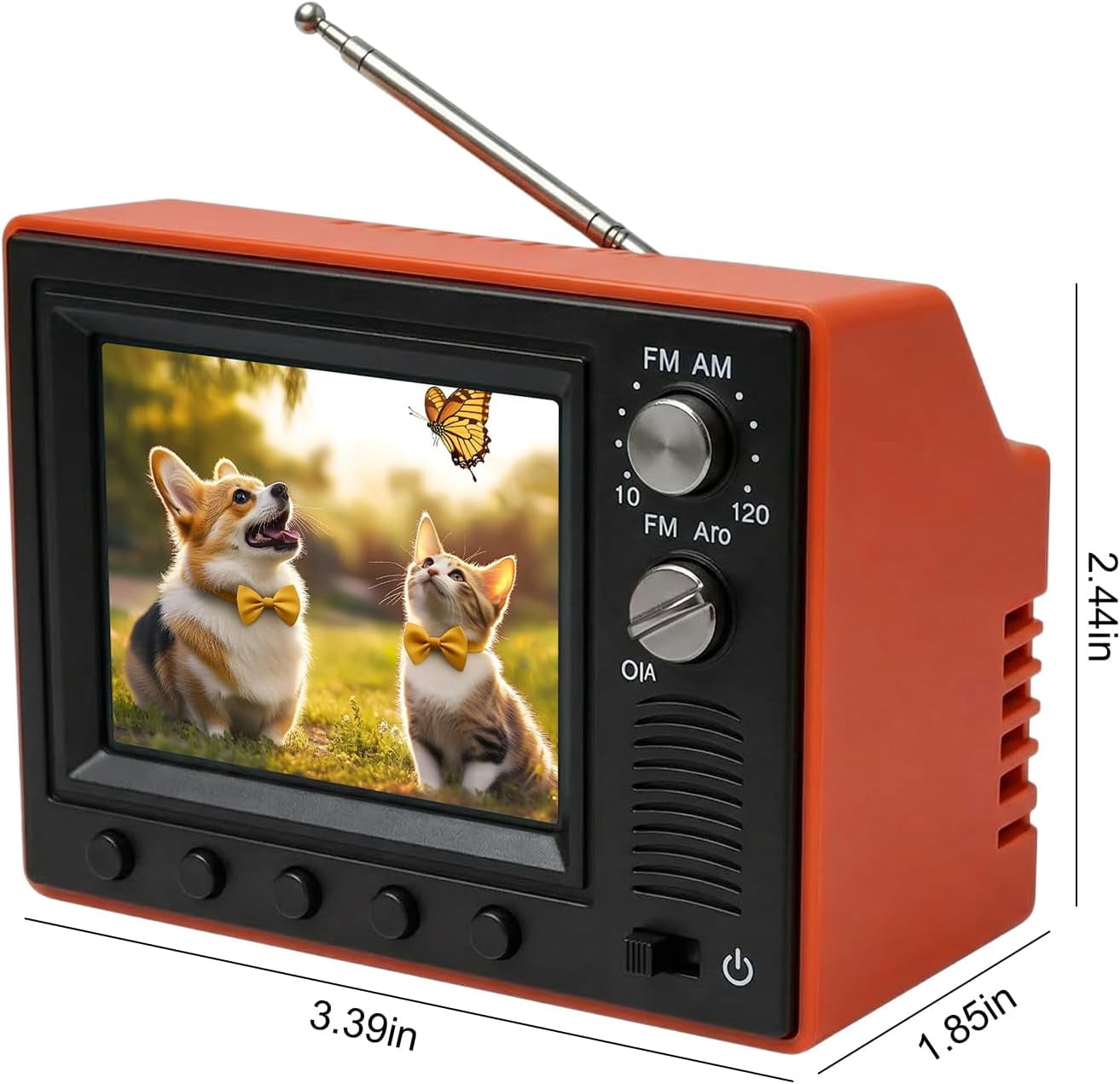 Tiny Retro Television, 2.4 Inch Mini TV for Dollhouse with USB and Battery(XX)