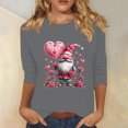 thumbnail image 3 of Tbopshirt Valentine's Day T-Shirts for Women Plus Size,Valentines Day 2025 Ladies Plus Size Crop Tops 3/4 Sleeve Cute Printed Graphic Tee Pullover Shirts,S-XXL, 3 of 4