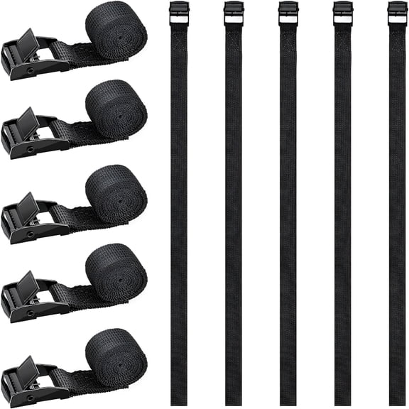 TALENO Pack of 10 Lashing Straps 50cm: Small Tie Down, Clamping Lock, Black