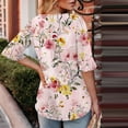 thumbnail image 4 of MaFYtyTPR Womens Summer Casual Printed Tops Women's Fashion Summer Printed Short Sleeve Square Neck Loose Blouses ZA-Pink L, 4 of 5