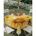 thumbnail image 3 of Square Outdoor Tablecloth with Umbrella Hole Sunflower Outside Table Cloth Waterproof Patio Table Cover Yellow Floral Elegant Pastoral Flowers Rustic Zipper Tablecloths for Picnic Camping 60x60 Inch, 3 of 8