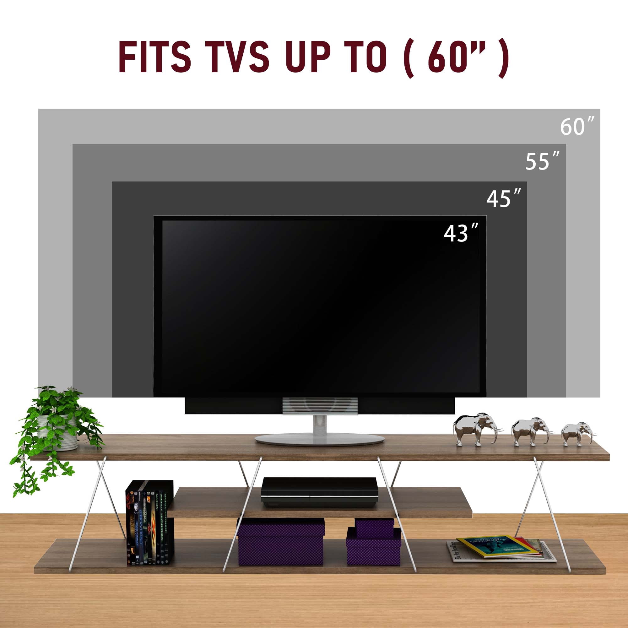 Aukfa Mid-Century Modern TV Stand for TVs up to 60" - Entertainment Center for Living Room - Storage