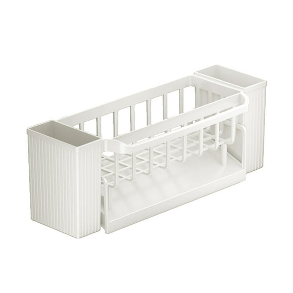 Kitchen Sink Caddy Organizer With Auto Draining Tray And Towel Hanging Rod 12.2 in L x 4.33 in W x 3.54 in H