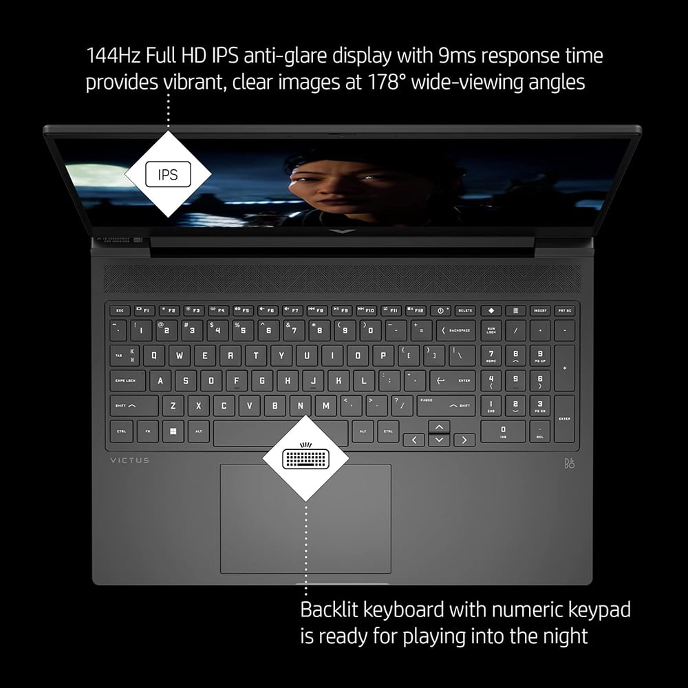 HP 15.6" FHD Gaming Laptop, Intel Core i5-13500H, 16 GB DDR4, NVIDIA GeForce RTX 4050, 512 GB SSD, Windows 11 Home, Mica silver. 15-FA1010NR