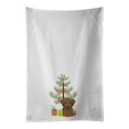 thumbnail image 1 of Juego De 2 Paños De Cocina Blancos Con Diseño De Árbol De Navidad Y Labrador De Chocolate, 1 of 1