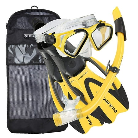 U.S. Divers Adult Cozumel Mask, Seabreeze II Snorkel, Prolix Fins, Gear Bag Set