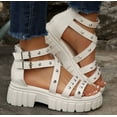 thumbnail image 2 of DAFEI Women's Sandals with Thick Soles Rhinestone Studs Solid Color Straps Platform Versatile Hollow Out Design, 2 of 8