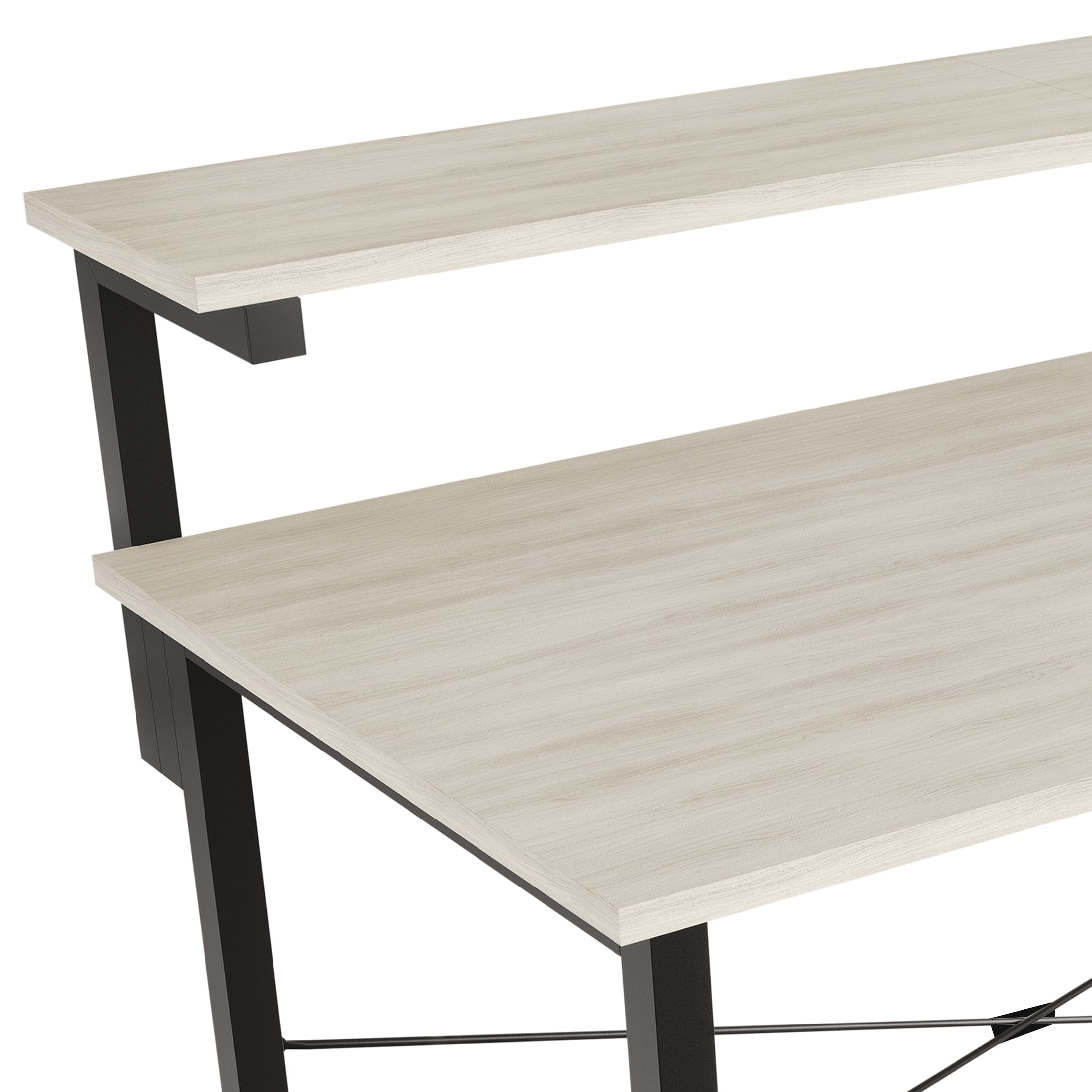 Castle Place Minimalist 39" Metal Computer Desk With Shelf, Light Grey
