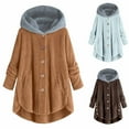 thumbnail image 3 of Sherpa Jacket Women Fuzzy Fleece Oversized Button Down Hooded Cardigan Soft Fluffy Sweaters Winter Coats with Pockets Flash Deals, 3 of 4