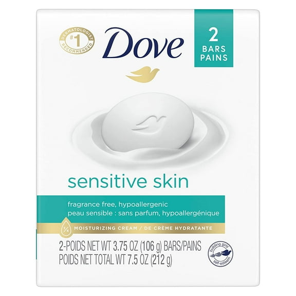Dove Moisturizes Sensitive Skin Bar Soap Hypoallergenic 3.75 oz, Pack of 4