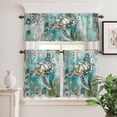 thumbnail image 3 of Kitchen Window Curtains Valance and Tier Set, Cute Sea Turtle Starfish Coral Rod Pocket Tier Curtain Valance Set, Vintage Map Blue Ocean Light Filtering Cafe Curtains for Bedroom Living Room, 3 of 9