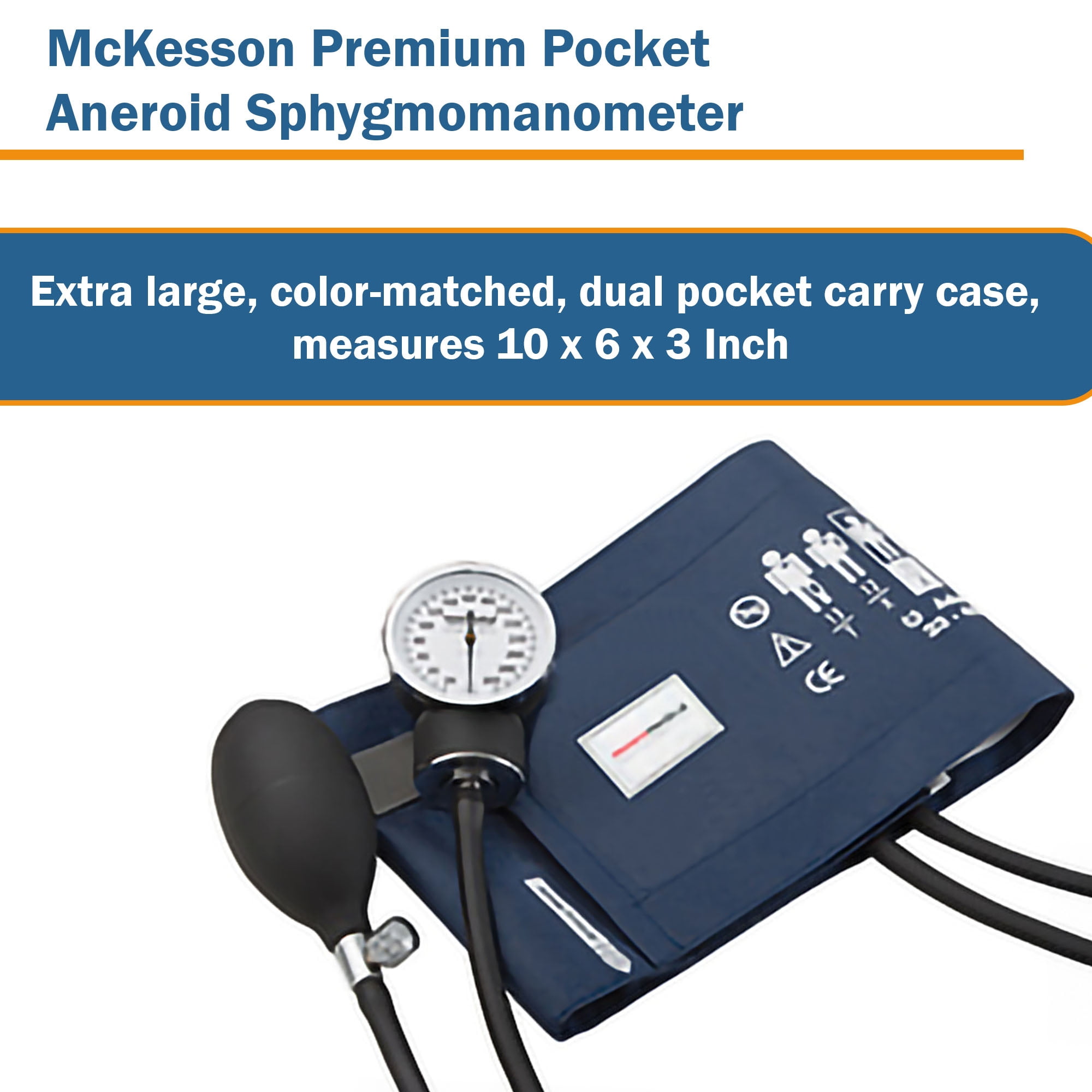 McKesson Premium Adult Cuff Arm Aneroid Sphygmomanometer Unit 2-Tubes Blue 12 per Case