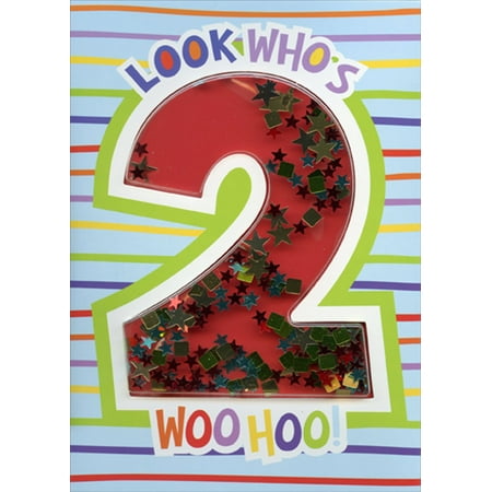 Paper House Productions Look Who's 2 Confetti Shaker 3D Age 2 / 2nd Birthday Card