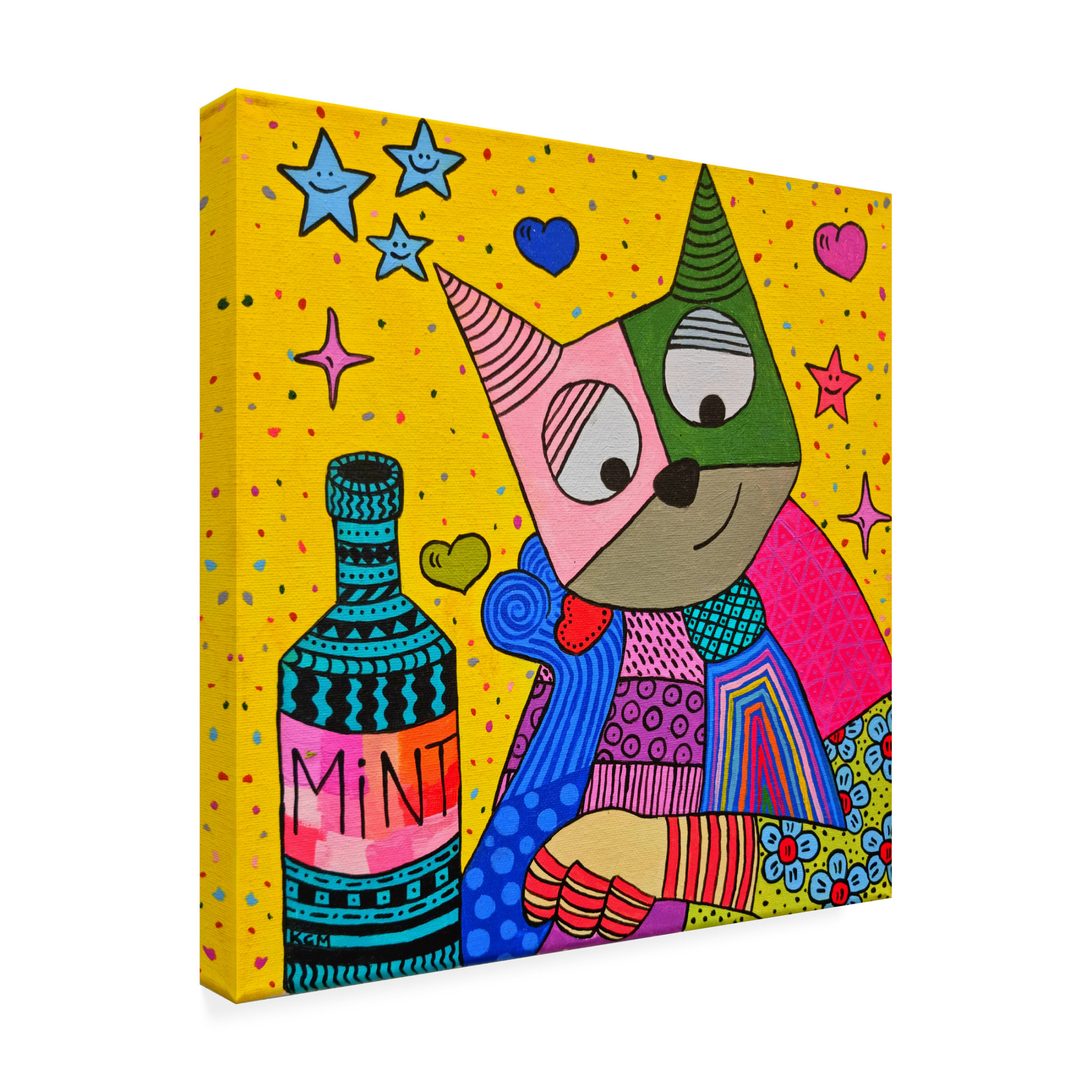 Trademark Fine Art Gulnara Khamitova Cat and bottle of mint Canvas Wall Art