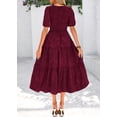 thumbnail image 2 of Vestido MIDI KIRUNDO para mujer, de verano, con estampado floral, color rojo vino, 2 of 8