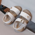 thumbnail image 6 of WUANDIXFA Kids Sandals Girls Toddler Sandals Boys Girls Cork Footbed Slip On Shoes Adjustable Open-Toe Summer Slide Sandals Shoes Size US 7,Beige, 6 of 9