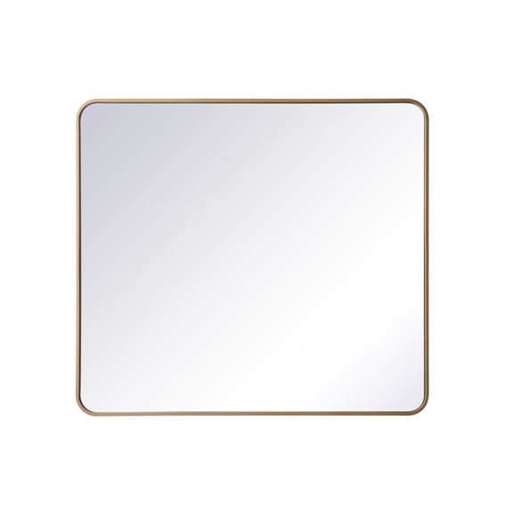 Soft corner metal rectangular mirror 36x40 inch in Brass