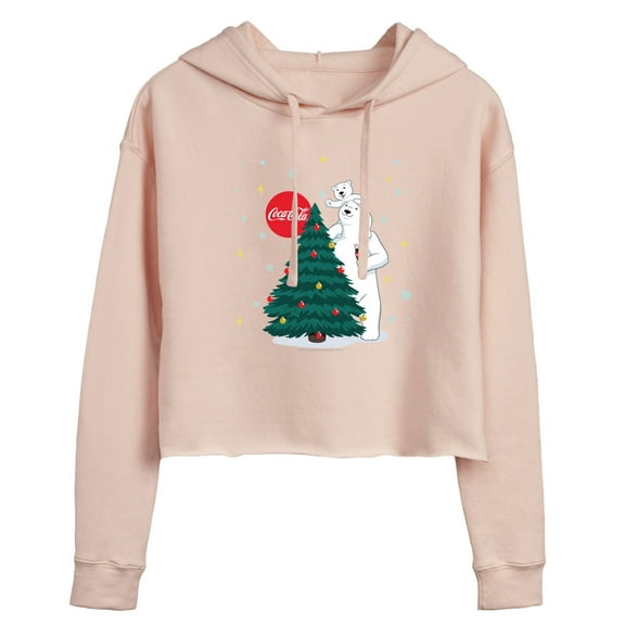 Coca-Cola - Christmas Tree - Juniors Cropped Pullover Hoodie