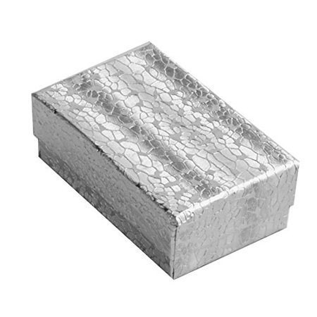 Retail Jewelry Gift - 10 of Pack Cotton Filled Foil Silver Box Jewelry Gift and Retail Boxes 5.25 X 3.75 X 1 Inch Size, Multi-use gift jewelry box for Gift, jewelry, Collectables,.., By Regal Jewelry Displays