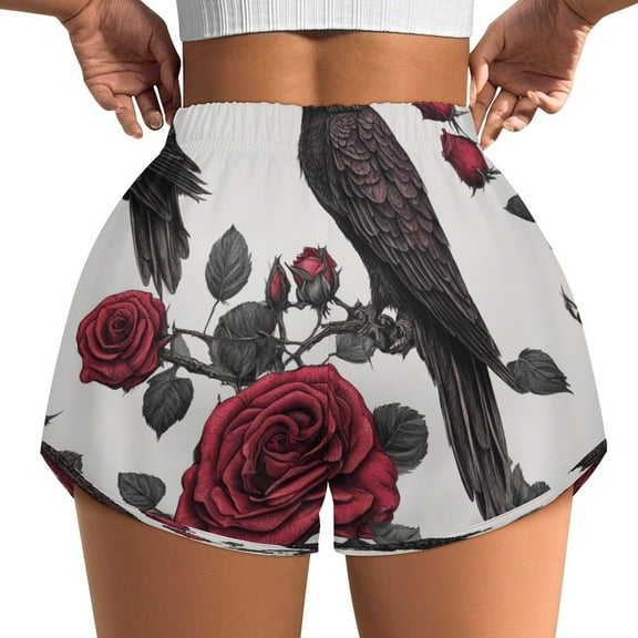 Women's Originals Shorts, Jersey Sports Shorts, Gym Shorts For Women, Death Hawk ROse, 2XL, Plus Size Available