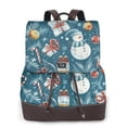 thumbnail image 1 of Disketp Christmas Snowman Gift Mochila de Cuero para Mujer, Bolso de Espalda Antirrobo con Estilo para Viaje, Trabajo y Uso Diario, 1 of 4