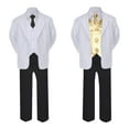 thumbnail image 2 of 5-7pc Formal Black White Suit Set Mustard Bow Long Tie Vest Boy Baby Sm-20 Teen, 2 of 3
