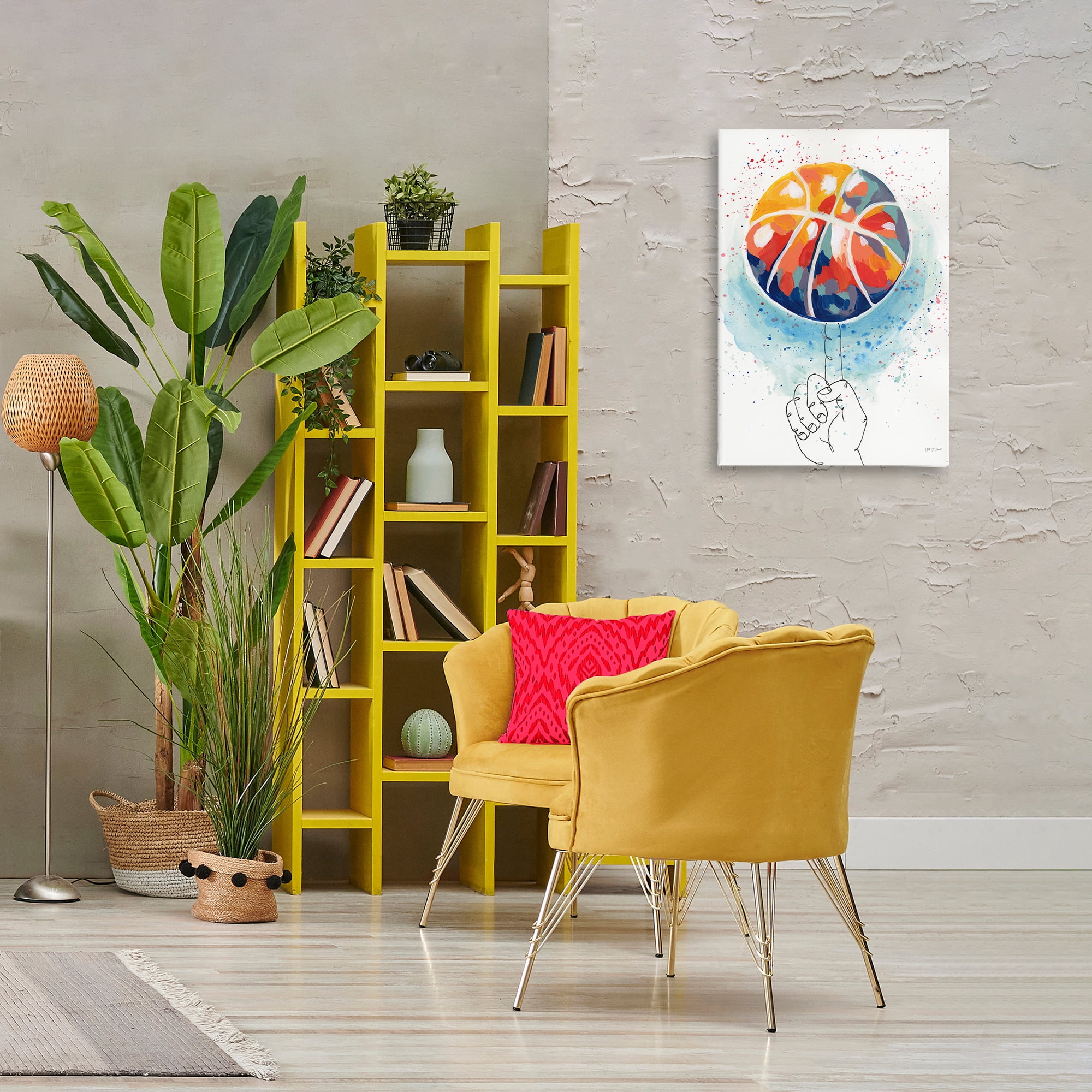 Stupell Industries Abstract Basketball Trick Sports Painting Wrapped Canvas Art Print Wall Art, 20 x 30