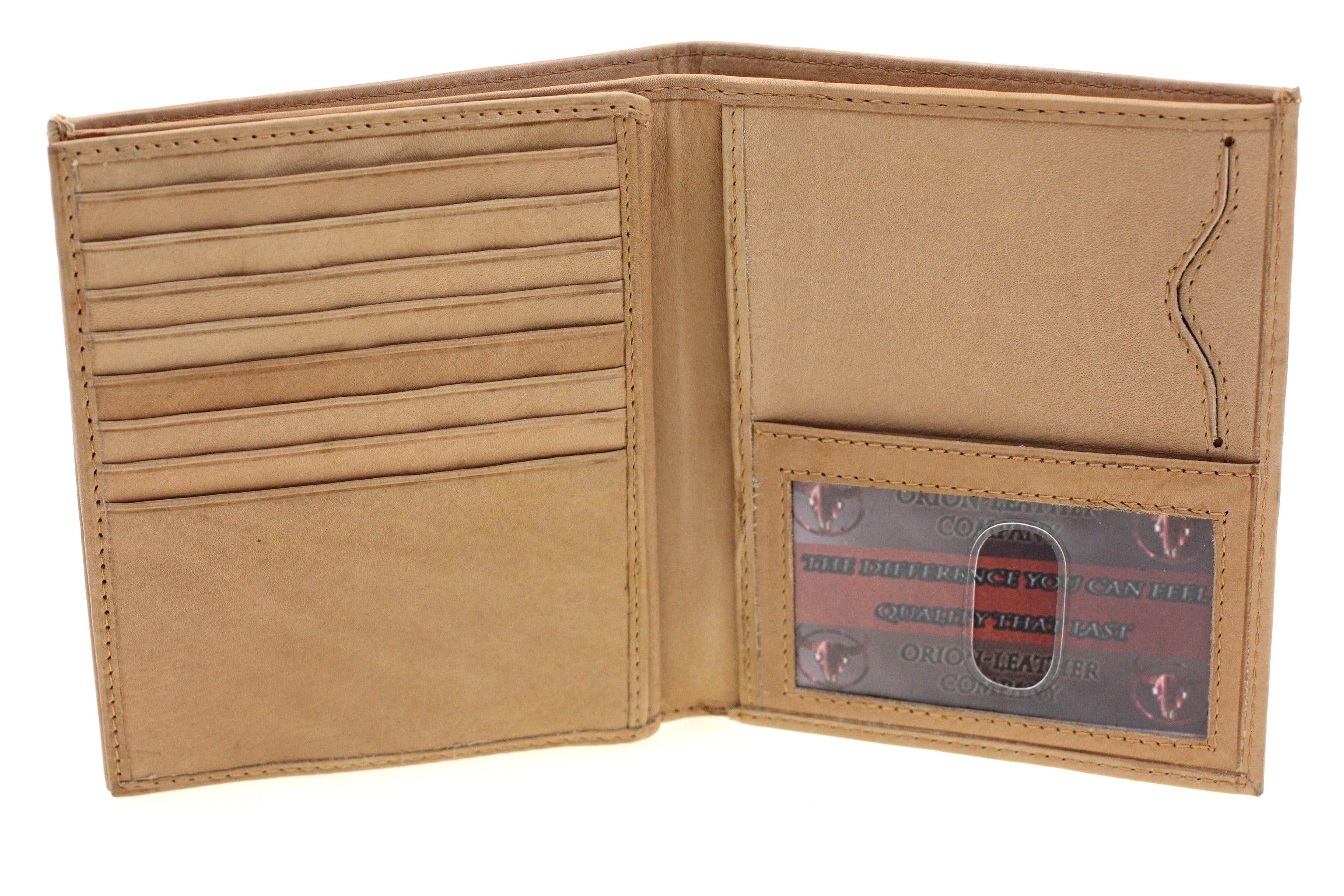 Mens Euro Hipster Wallet Genuine Leather Center Flap Picture Window Cowhide New