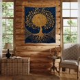 thumbnail image 3 of Tree of Life Vintage Tapestry, Boho Celestial Nature Wall Hanging Decor, Gold and Navy Artwork for Living Room or Dorm, White 30x40 Inch, 3 of 6
