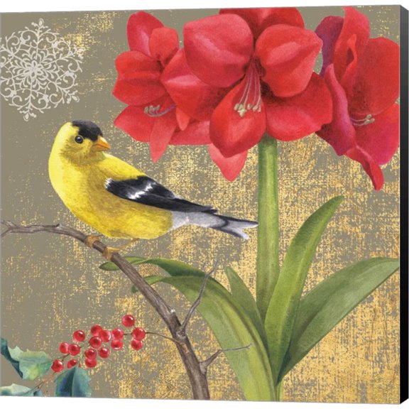 Great Art Now Winter Birds Goldfinch Collage by Beth Grove Canvas Wall Art