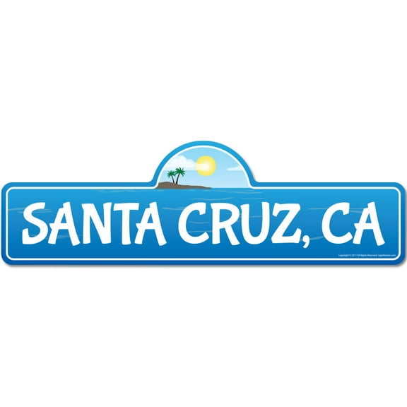 Santa Cruz CA California Beach Street Sign | Indoor/Outdoor | Surfer Ocean Lover Décor For Beach House Garages Living Rooms Bedroom | Signmission Personalized Gift