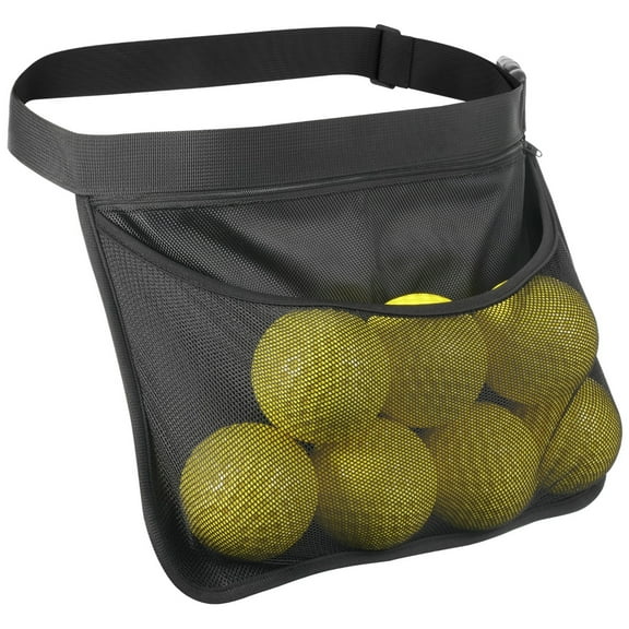 Tennis Ball Holder, Pickleball Holder Waist Bag with a Mesh Pocket & Zippered Pocket, Adjustable Tennis Balls Waist Hip Bag for Men & Women, Carrier Bag for 6-8 Tennis Balls/Pickleballs